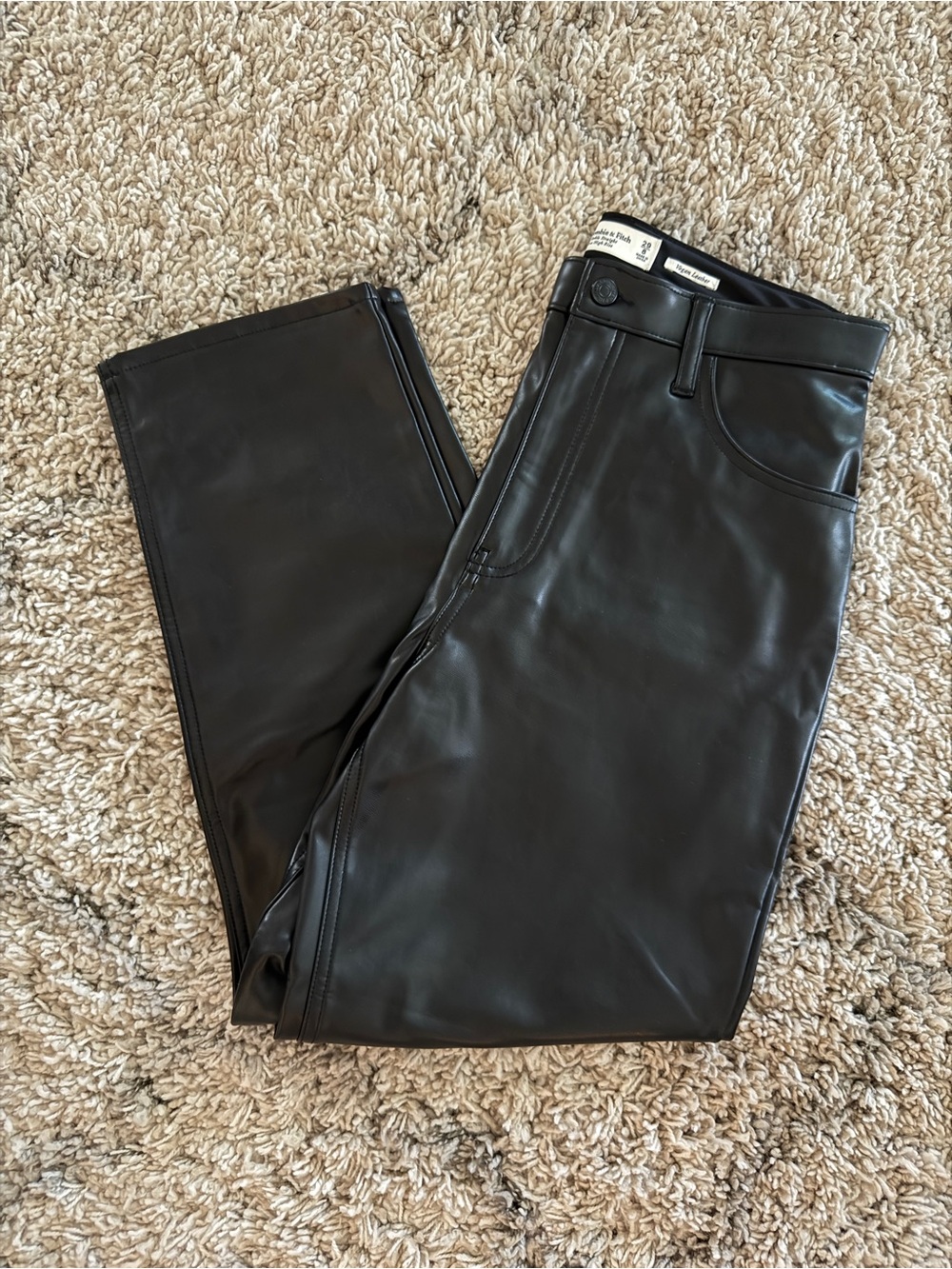 Abercrombie & Fitch Faux Leather High Rise Ankle Straight Pants